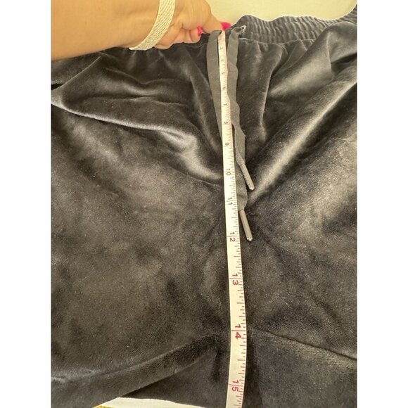 Victorias Secret Velour Track Pants XL Black Glam Rhinestone Y2K Wide Leg Lounge - Picture 7 of 11